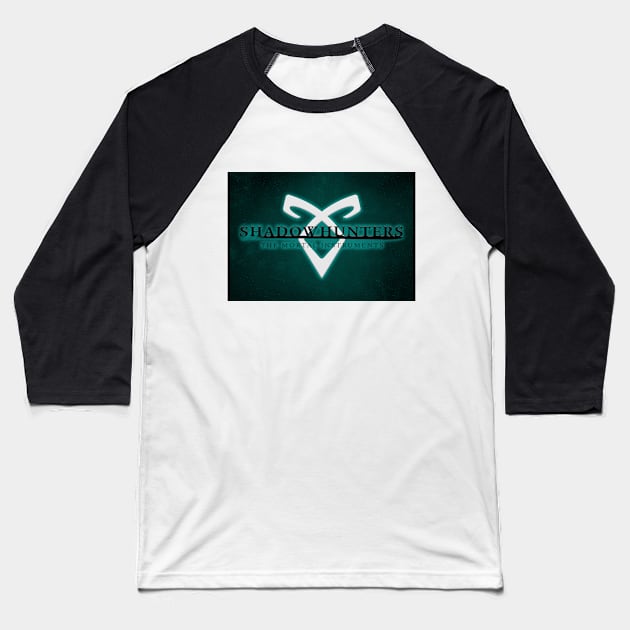 Shadowhunters - Angelic Rune - Blue Glow Baseball T-Shirt by vickytoriaq